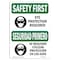 Signmission OSHA, Eye Protection Required Bilingual, 14in X 10in Rigid Plastic, OS-SF-P-1014-L-10785 OS-SF-P-1014-L-10785 - alternate 1